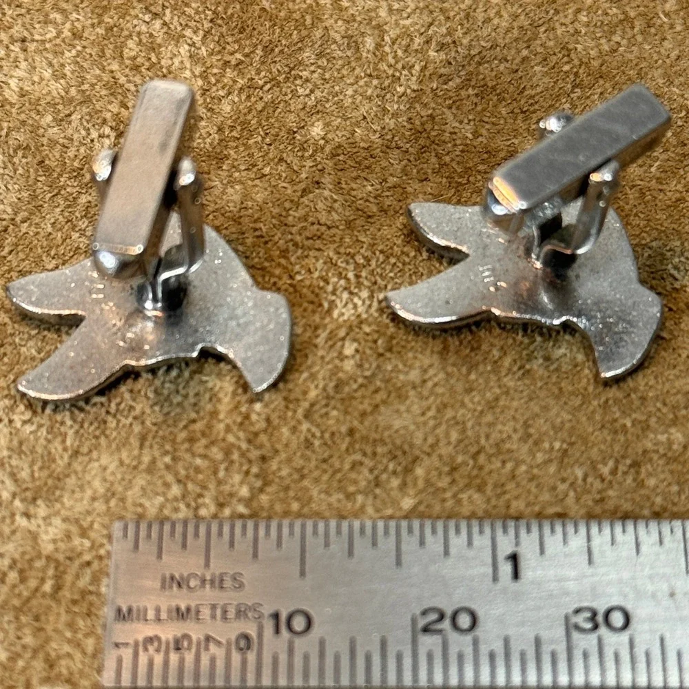 Swank Duck Cufflinks Men Silver Tone Flying Bird Hunting Sporting Vintage 60s